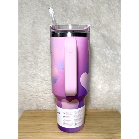 Stanley Valentine’s Day Powder Pink Heart 40oz H2.0 FlowState Quencher Tumbler - Picture 3 of 9